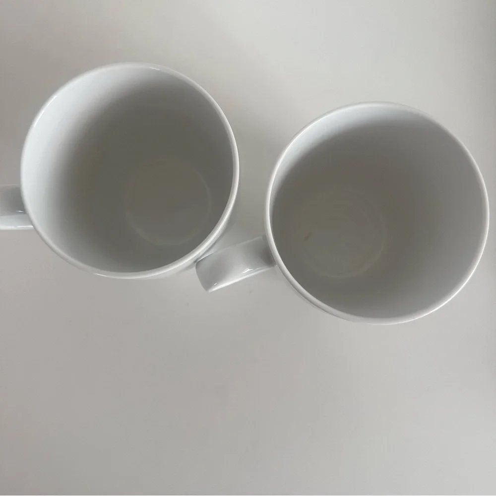 CRATE & BARREL Indonesia White 16oz Large Aspen Coffee Mugs Cups Replacements